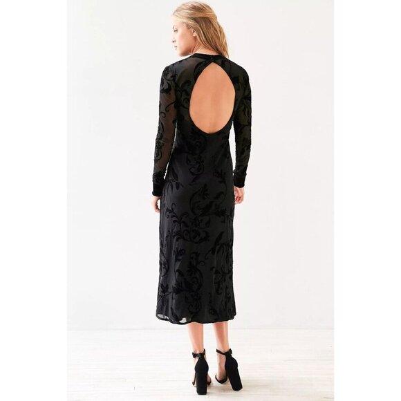 Kimchi Blue S Salem Velvet Burnout Midi Dress Sheer Open Back Whimsigoth Y2K - Picture 2 of 13